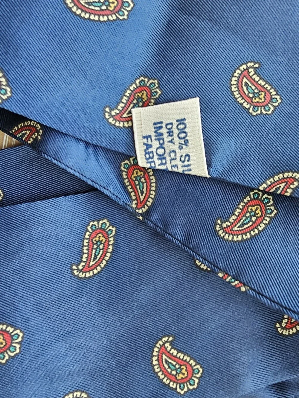 Vintage 100% Silk Paisley Hair Scarf Ribbon – Royal Blue Multi-Way Tie Wrap​